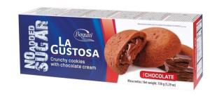 Kruche ciasteczka z kremem czekoladowym bez cukru 150g - Bogutti
