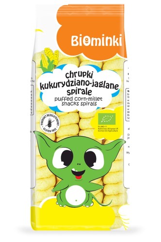 Chrupki kukurydziano - jaglane Spirale bezglutenowe BIO 60g - Biominki-4093