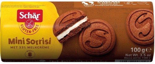 Markizy kakaowe z kremem mlecznym Mini Sorrisi bezglutenowe 100g - Schar-4106