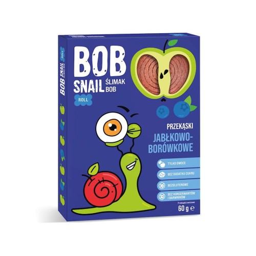 Bob Snail - Owocowa przekąska bez cukru bezglutenowa *Jabłko-Borówka* 60g -4369