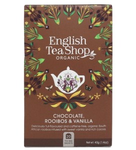 Herbatka ziołowa ROOIBOS z ziarnami kakaowca i laską wanilii (20x2g) BIO 40g ENGLISH TEA SHOP