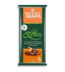 Czekolada mleczna z  migdałami ze stewią bez cukru bezglutenowa 75g - TRAPA