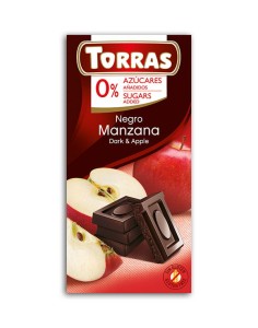 Czekolada GORZKA z jabłkami bez cukru bezglutenowa 75g - Torras