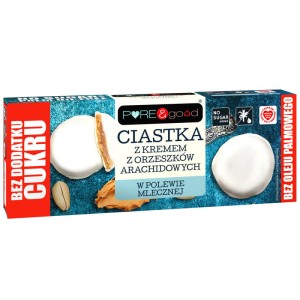 Ciastka kokosowe z karmelem i orzeszkami ziemnymi w polewie mlecznej bez cukru 128g - PURE&GOOD