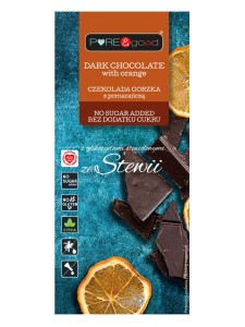 Czekolada gorzka z pomarańczą bez cukru 125g  - PURE&GOOD