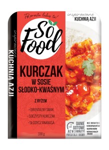 Kurczak w sosie słodko kwaśnym z ryżem (330g) -  SO FOOD