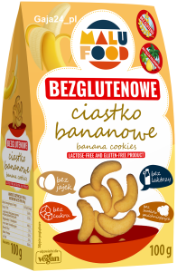 Ciastka kruche BANANOWE bezglutenowe bez dodatku cukru (100g) - MALU FOODS