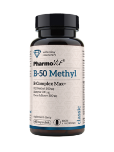 Witamina B-50 METHYL B-COMPLEX MAX+ bezglutenowa 60 kapsułek (40,2g) - PHARMOVIT