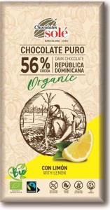 CZEKOLADA GORZKA 56% KAKAO Z CYTRYNĄ BIO 100G SOLE
