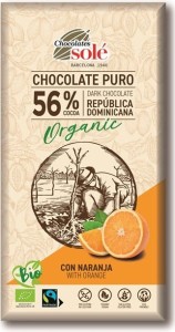 CZEKOLADA GORZKA 56% KAKAO Z POMARAŃCZĄ BIO 100G SOLE