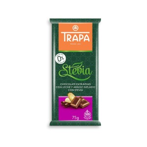 Czekolada mleczna crunchy ze stevią bez dodatku cukru bezglutenowa 75g - Trapa
