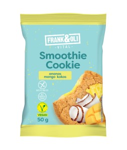 CIASTKO OWSIANE Z NADZIENIEM Z KOKOSA ANANASA MANGO BEZGLUTENOWE BEZ DODATKU CUKRU 50G FRANK&OLI