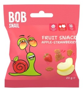 PRZEKĄSKA BEZ DODATKU CUKRU BEZGLUTENOWA  JABŁKO-TRUSKAWKA 20G BOB SNAIL
