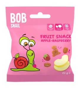 PRZEKĄSKA BEZ DODATKU CUKRU  BEZGLUTENOWA JABŁKO MALINA 20G BOB SNAIL
