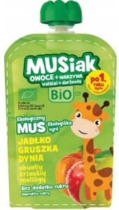 Mus owocowo- warzywny jabłko gruszka dynia BIO  100g MUSiak