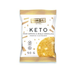 CIASTKO MIĘKKIE KETO SERNIK Z BIAŁĄ CZEKOLADĄ BEZGLUTENOWE 50G FRANK&OLI