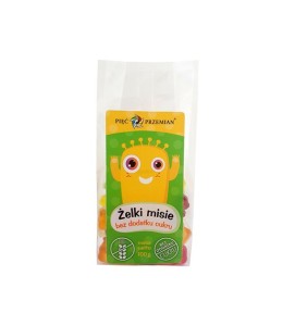 ŻELKI MISIE BEZ DODATKU CUKRU BEZGLUTENOWE 100G PIĘĆ PRZEMIAN