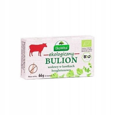Kostki rosołowe / bulion wołowy bezglutenowy BIO 66g (6 sztuk) EkoWital-538