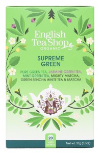 ZESTAW HERBAT ZIELONYCH SUPREME GREEN EKO 20 SASZETEK MIX 5 SMAKÓW ENGLISH TEA
