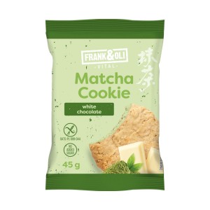 MIĘKKIE CIASTECZKO OWSIANE MATCHA Z BIAŁA CZEKOLADĄ BEZ CUKRU 45G FRANK&OLI