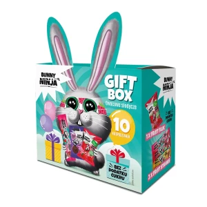 GIFT BOX ZESTAW OWOCOWYCH SŁODYCZY WIELKANOCNY ZAJĄCZEK 108G BUNNY NINJA