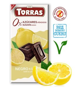CZEKOLADA GORZKA Z CYTRYNĄ B/C B/G 75G TORRAS