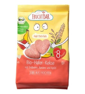 CIASTECZKA OWSIANO-PSZENNE TRUSKAWKA BANAN JABLKO POWYŻEJ 8 MIESIĄCA BIO 100G FRUCHT BAR