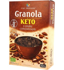 GRANOLA KETO O SMAKU CZEKOLADOWYM BEZGLUTENOWA BIO 250G PIĘĆ PRZEMIAN