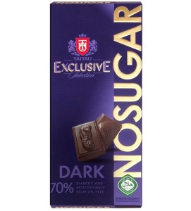 CZEKOLADA GORZKA 70% KAKAO BEZ CUKRU, SŁODZONA ERYTRYTOLEM KETO 100G TAI TAU