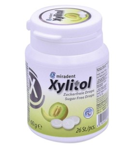 DROPSY PUDROWE Z KSYLITOLEM MELON BEZ CUKRU 26SZT 60G MIRADENT