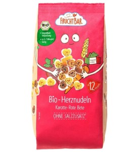 MAKARON SERDUSZKA DURUM Z MARCHEWKĄ BURAKIEM I POMIDORAMI PO 12 MIESIĄCU BIO 300G FRUCHT BAR