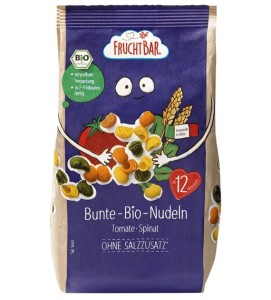 MAKARON Z PSZENICY DURUM Z POMIDORAMI I SZPINAKIEM PO 12 MIESIĄCU BIO 300G FRUCHT BAR
