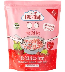 ŚNIADANIOWE CHRUPKI OWSIANE PEŁNOZIARNISTE Z TRUSKAWKAMI I JABŁKIEM POWYŻEJ 12 MIESIĄCA BIO 125G FRUCHT BAR