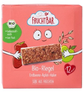 BATONY ZBOŻOWE TRUSKAWKA JABŁKO OWIES POWYŻEJ 12 MIESIĄCA BIO 6X23G FRUCHT BAR