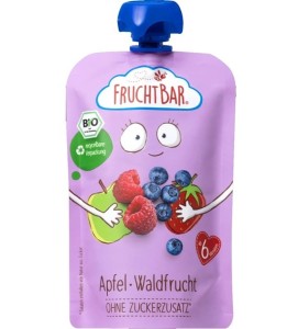 MUS JABŁKO JAGODA TRUSKAWKA MALINA BIO 100G FRUCHT BAR