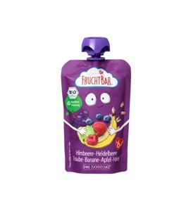 MUS MALINA BORÓWKA WINOGRONO BANAN JABŁKO OWIES BIO 100G FRUCHT BAR
