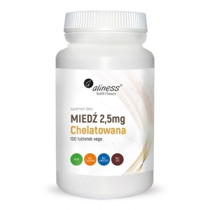 MIEDŹ CHELATOWANA 2,5 mg x 100 VEGE TABLETEK ALINESS