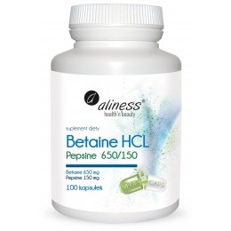 BETAINA HCL z PEPSYNĄ 650/150 x 100 VEGE KAPSUŁEK ALINESS