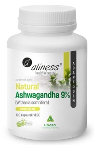 NATURALNA ASHWAGANDHA 555 mg 9% x 100 Vege KAPSUŁEK ALINESS