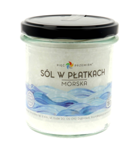 SÓL MORSKA W PŁATKACH 180G PIĘĆ PRZEMIAN