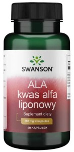 KWAS ALFA LIPONOWY  ALA 600mg, 60 KAPSUŁEK SWANSON