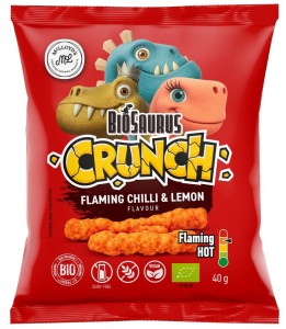 CHRUPKI KUKURYDZIANE CRUNCH O SMAKU OSTRE CHILI CYTRYNA BEZGLUTENOWE BIO 40G BIOSAUSRUS