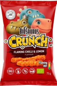 CHRUPKI KUKURYDZIANE CRUNCH O SMAKU CHILI-CYTRYNA BEZGLUTENOWE BIO 75G BIOSAURUS