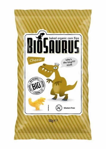 Chrupki kukurydziane Dinozaury o smaku serowym bezglutenowe BIO 50g -  BioSaurus-841