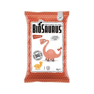 Chrupki kukurydziane Dinozaury o smaku ketchupowym bezglutenowe BIO 30g -  BioSaurus
