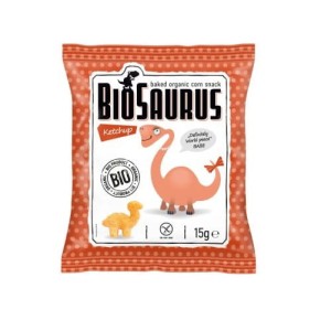 Chrupki kukurydziane Dinozaury o smaku ketchupowym bezglutenowe BIO 15g -  BioSaurus