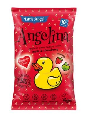 Chrupki kukurydziane Angelina truskawka i jabłko od 10 miesiąca bezglutenowe BIO 4x15g -  Little Angel-838