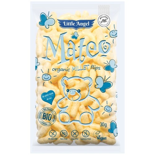 Chrupki kukurydziano-jaglane Mateo od 7 miesiąca bezglutenowe BIO 30g -  Little Angel-834